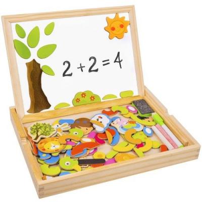 Магнитен дървен пъзел с бяла и черна дъска за писане